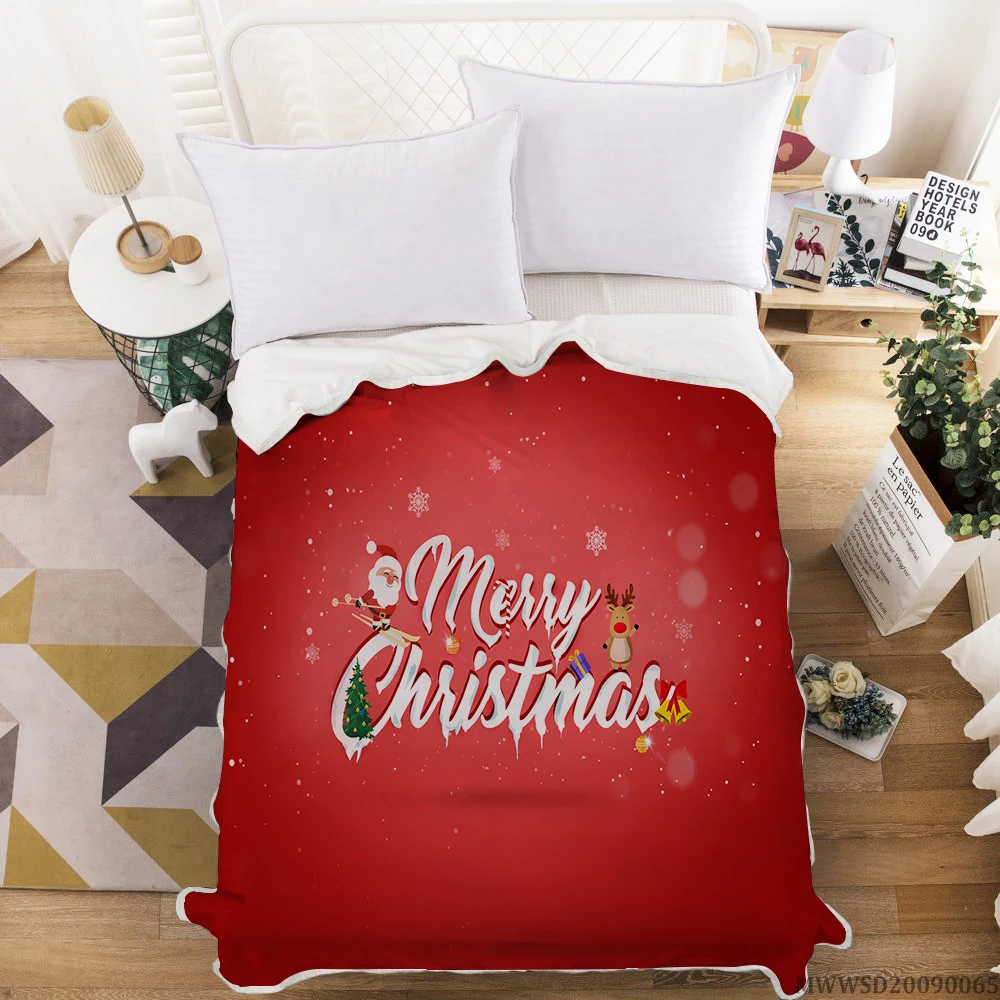 

Горячие продажи, супер мягкое теплое зимнее рождественское покрывало 3D Санта Клаус печать косичкой одеяло для нового года