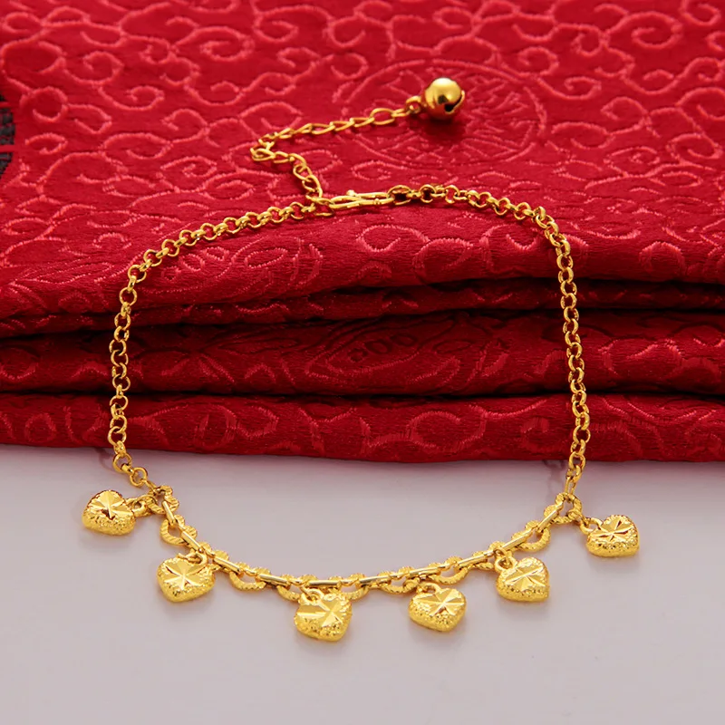 Браслет на ногу с колокольчиком в форме сердца Классический Медный браслет