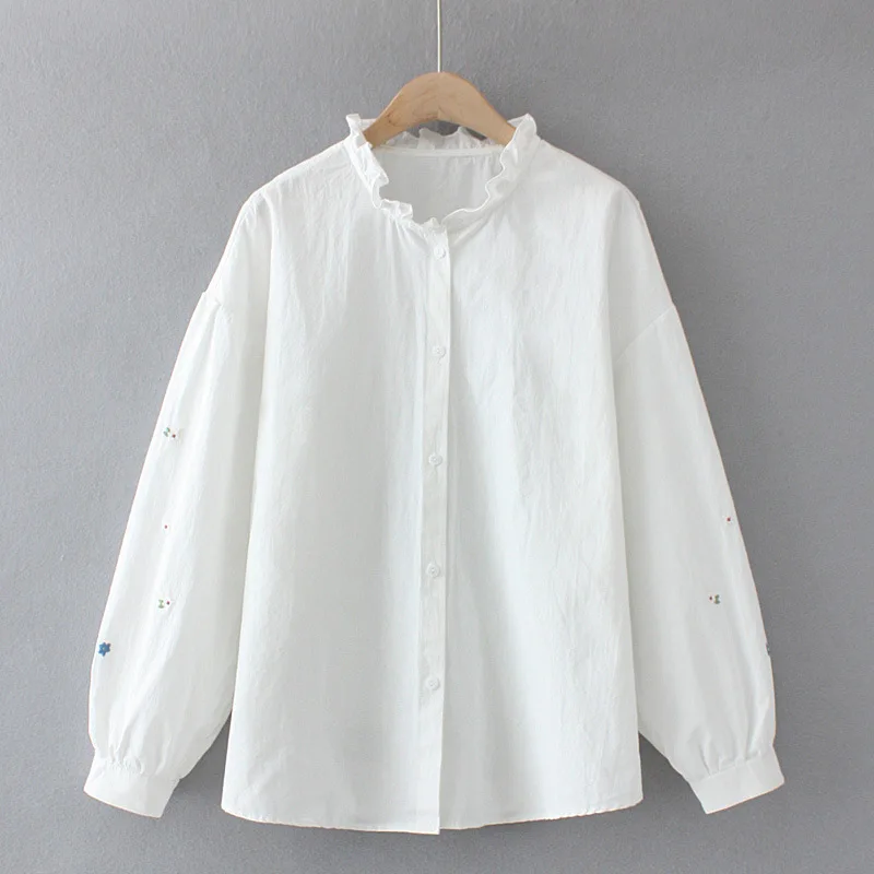 

Размера плюс с длинными рукавами и цветочной вышивкой Женские топы для женщин в винтажном стиле мусульманских хлопковая блуза Кашемировый ...