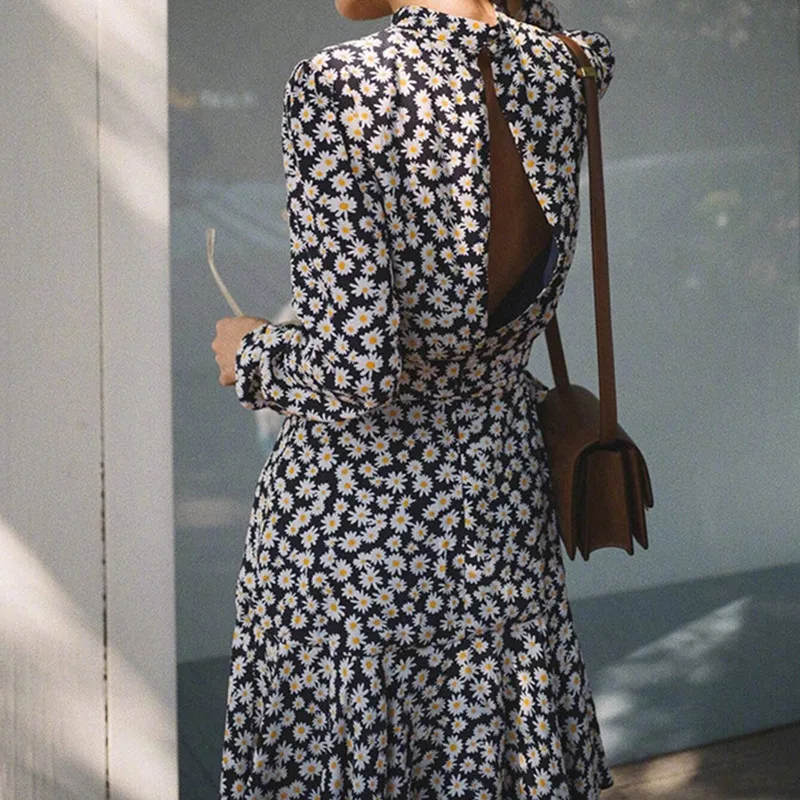 Весна 2020 новый стиль французское ретро платье изящные маленькие ромашки с