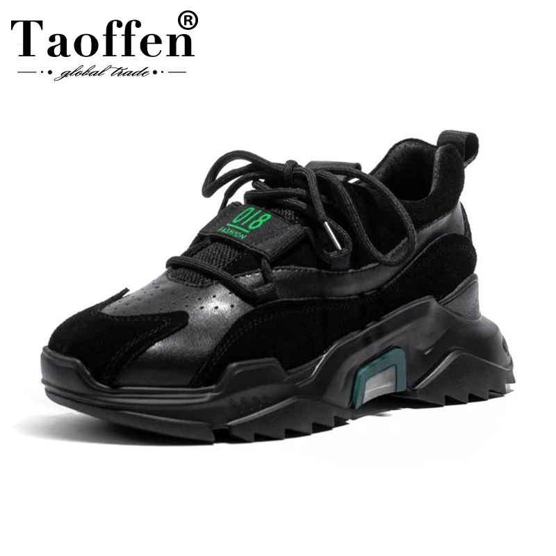 Taoffen/натуральная кожа Новое поступление, горячая распродажа, женские кеды толстая подошва Роскошная фирменная обувь на каждый день для клуба обувь Размер 35–40