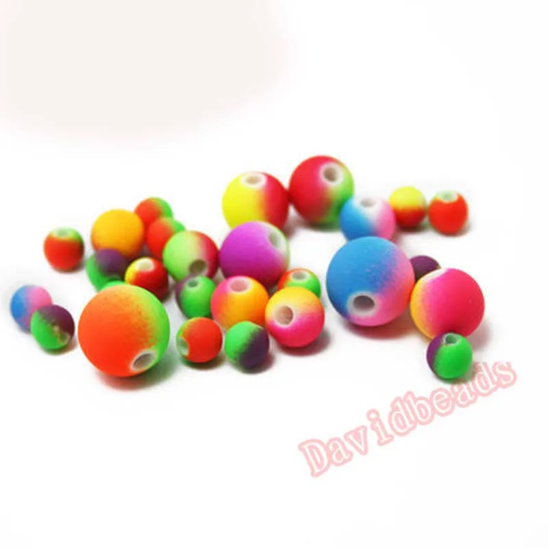 Разноцветные Двухцветные Акриловые резиновые бусины высшего качества неоновые