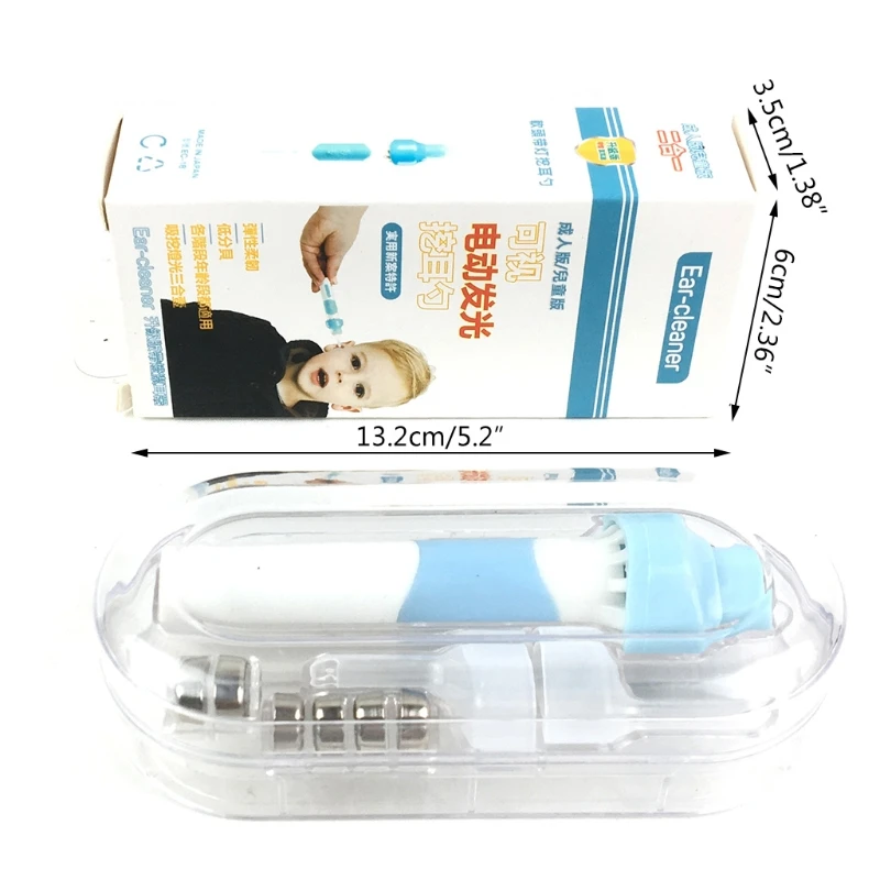 

Ear Cleaner Wax Remover Electric Safe Earwax with 2 Removable Soft Silicone Attachments for Toddlers Teenagers Adults Baby