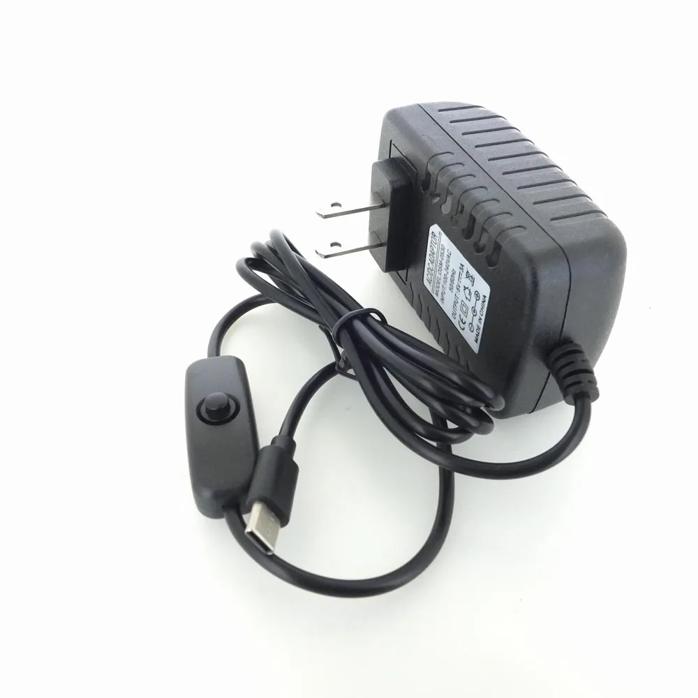 Raspberry Pi 4 Питание 5V 3A Тип-C адаптер питания с сертификацией по переключатель