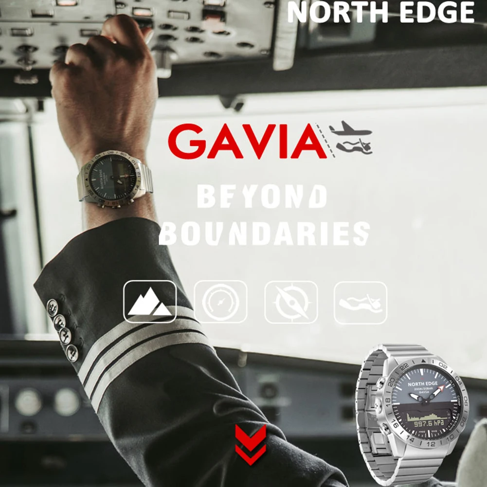 Часы наручные NORTH EDGE мужские цифровые спортивные армейские Роскошные полностью