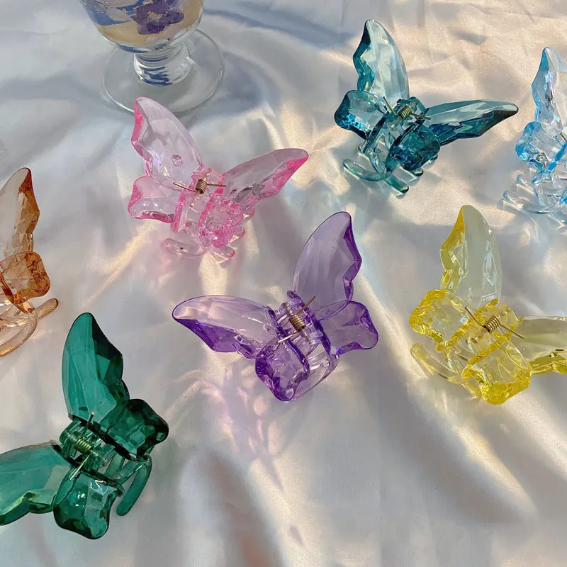 Женская прозрачная большая заколка для волос Корейская акриловая смола Бабочка