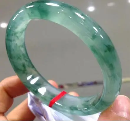 Натуральная кожа браслет с натуральным нефритом Ледяной Синий цветок плавающий