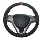 Ручное шитье DIY чехол рулевого колеса автомобиля Обёрточная бумага красный маркер для Hyundai генезис купе 2010 2011 2012 2013 2014 2015 2016 на нескользящей подошве