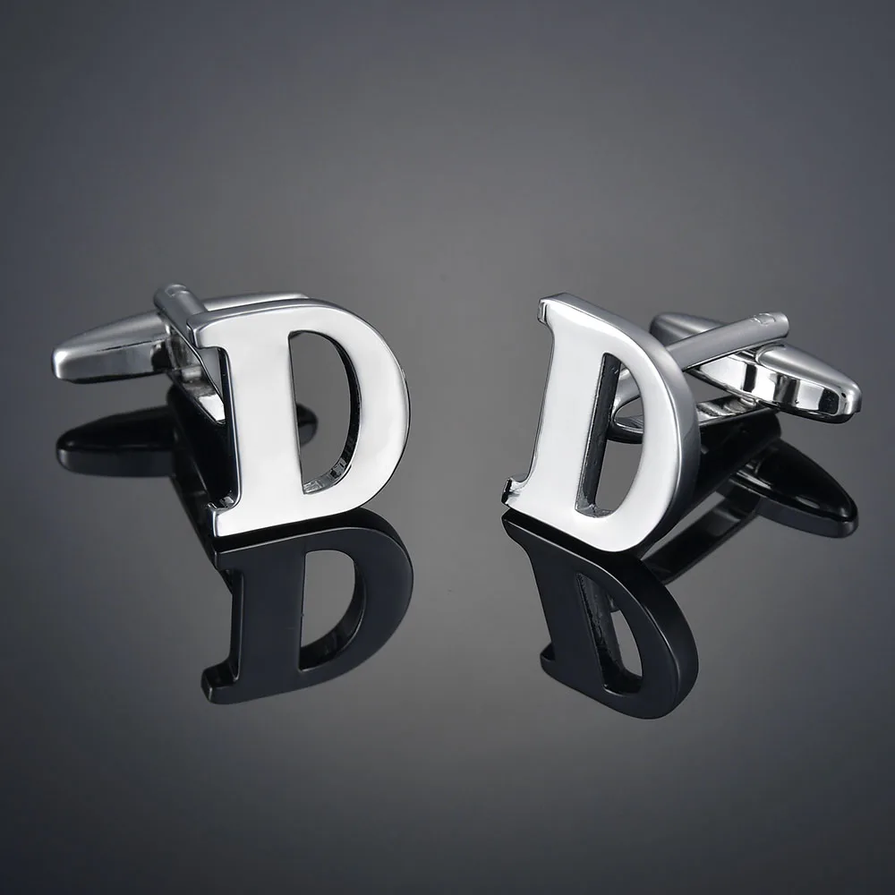 

2021 New Arrival 26 Letters Cufflinks for Men A to Z Alphabet Business Cuff Links Button Silver Color Fashion Jewelry Gift