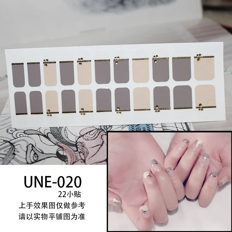 UNE-020 1 шт/22 наклейки, водяной знак слайдер наклейки для ногтей, переводная картинка переводная вода тату Цветок Бабочка украшение маникюр Клей - Цвет: UNE-020