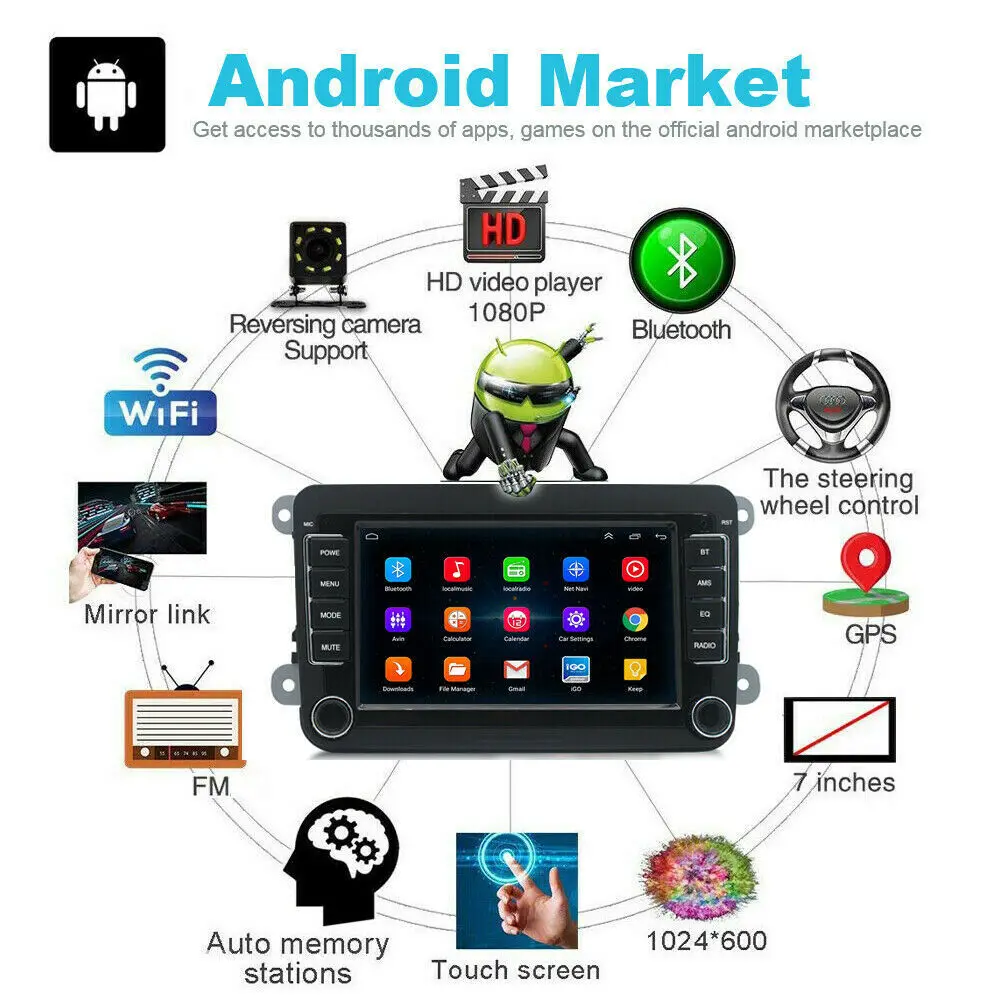 Автомобильный мультимедийный плеер 7 дюймов Android 8 1 стерео радио Bluetooth GPS