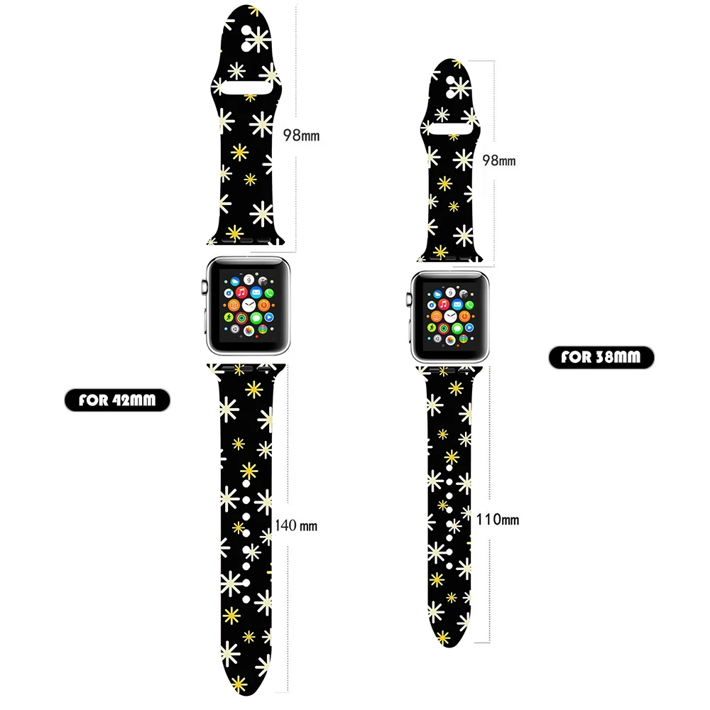 Рождественский силиконовый ремешок для Apple Watch 44 мм 40 спортивный браслет