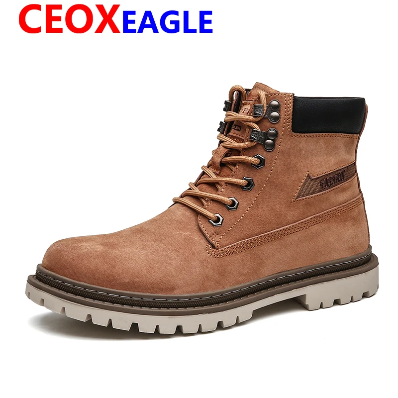 Мужские ботильоны из натуральной кожи высокого качества кожаные ботинки для