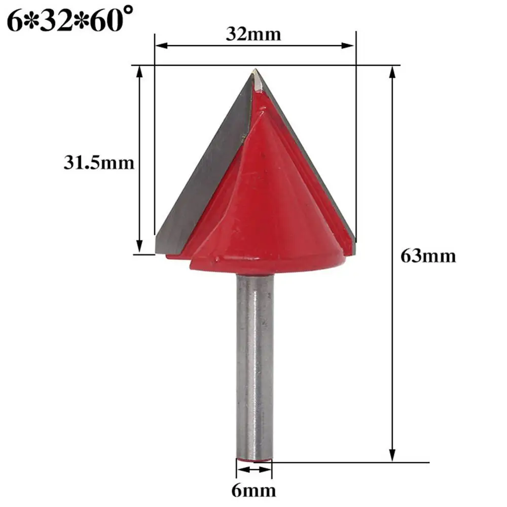 

6mm Engraving V Groove Bit 60/90/120 Degree Wood Working Tool Woodworking Milling Cutter Shank CNC Engraving Machine Accessories