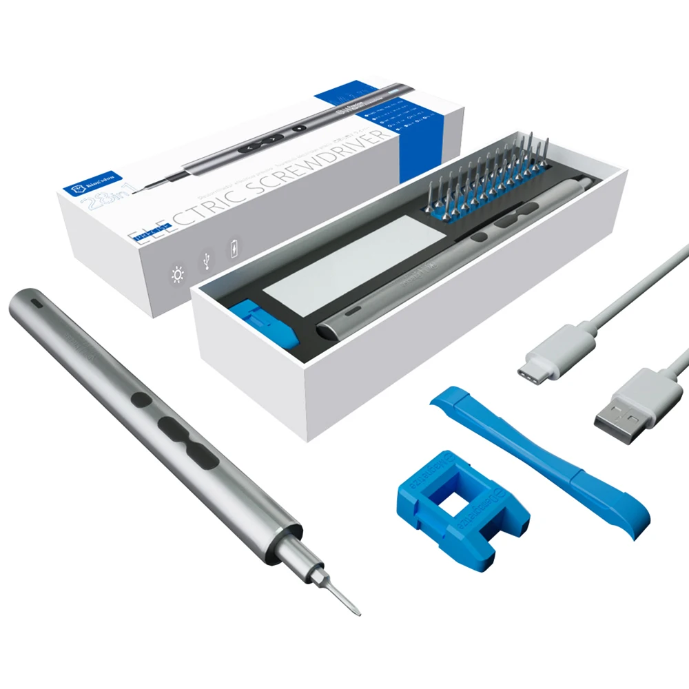 

28 in 1 Precision Electric Screwdriver Set for Phone Laptop Magnetic Multifuctional Screwdriver with LED Light Lithium Battery