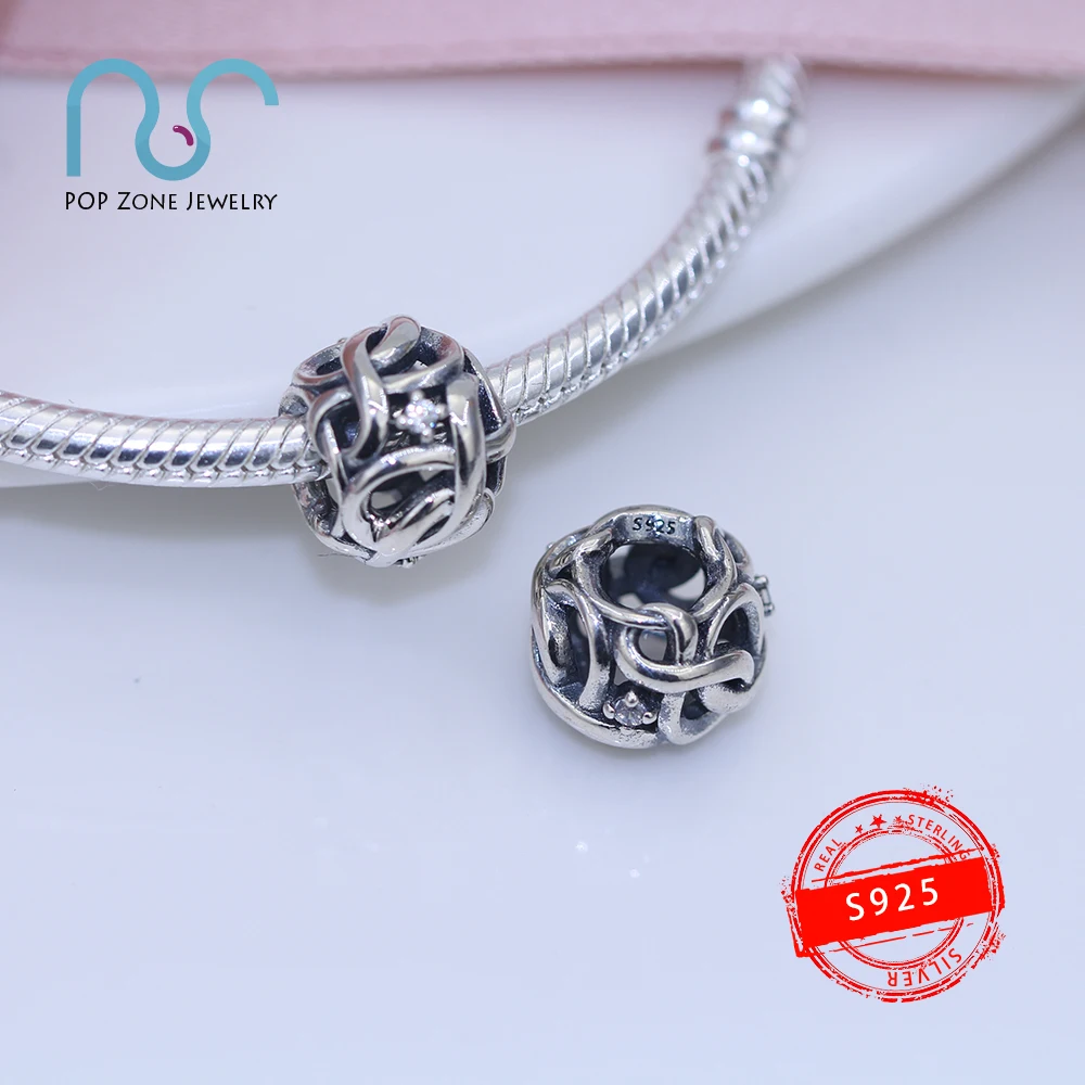 

Fit Original Pandora Charm Bracelets Openwork Woven Infinity Charm Eternal Symbol 925 Sterling Silver Fine Beads DIY New Jewelry