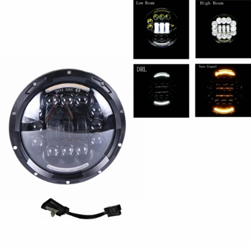 Круглый 7 &quotМотоцикл черный проектор мотор HID светодиодный светильник лампа