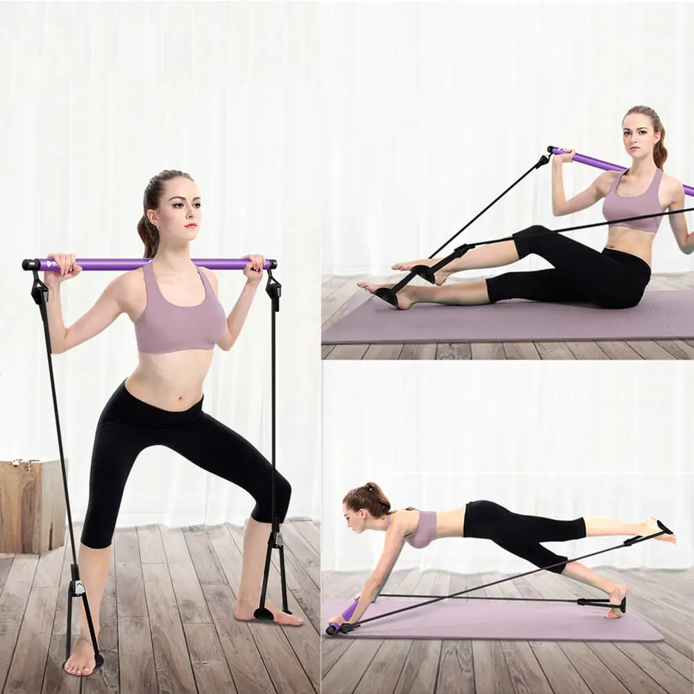 

Portable Home Yoga Pull Rods Pilates Bar Kit Gym Body Abdominal Resistance Bands Exercise Stick Toning Legs Fitness Rope Puller
