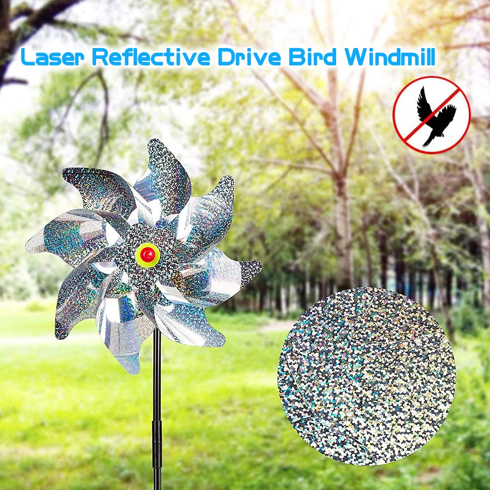 

5PCS Bird Proof Windmill PVC Repellent for Birds Spinning for Scarecrows Reflection Materials Garden Decoration Scare Birds