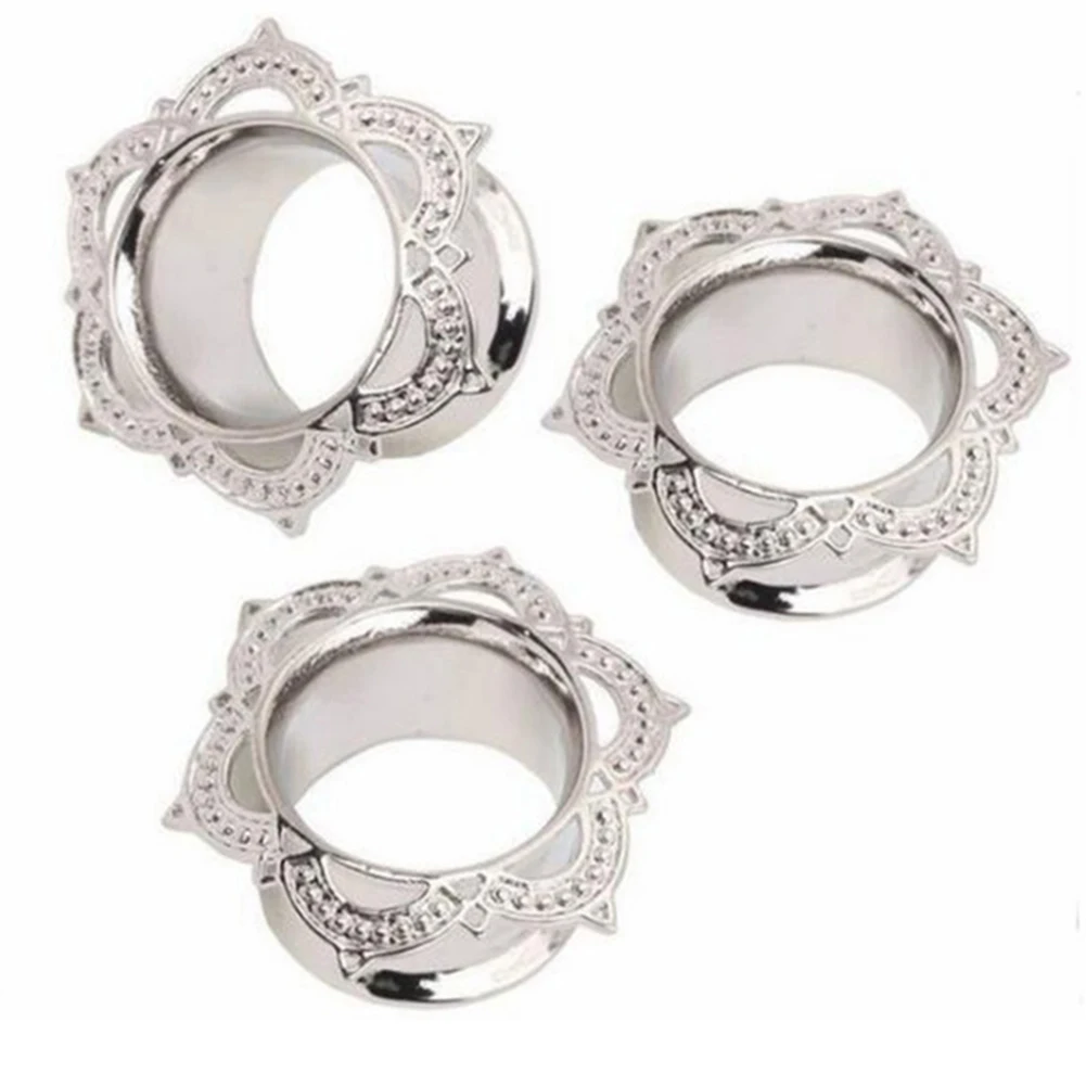 1 шт унисекс цветок лотоса затычки для ушей золотые/серебряные двойные пробки