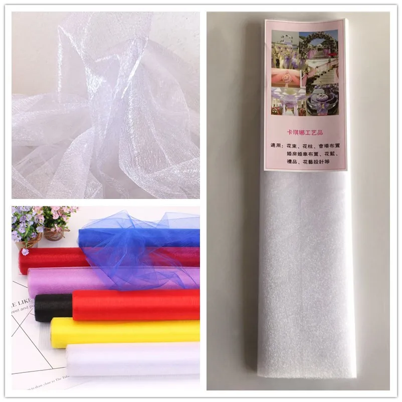 Свадебное украшение 48 см X 10 м свадебная пряжа тюль в рулоне прозрачная органза с