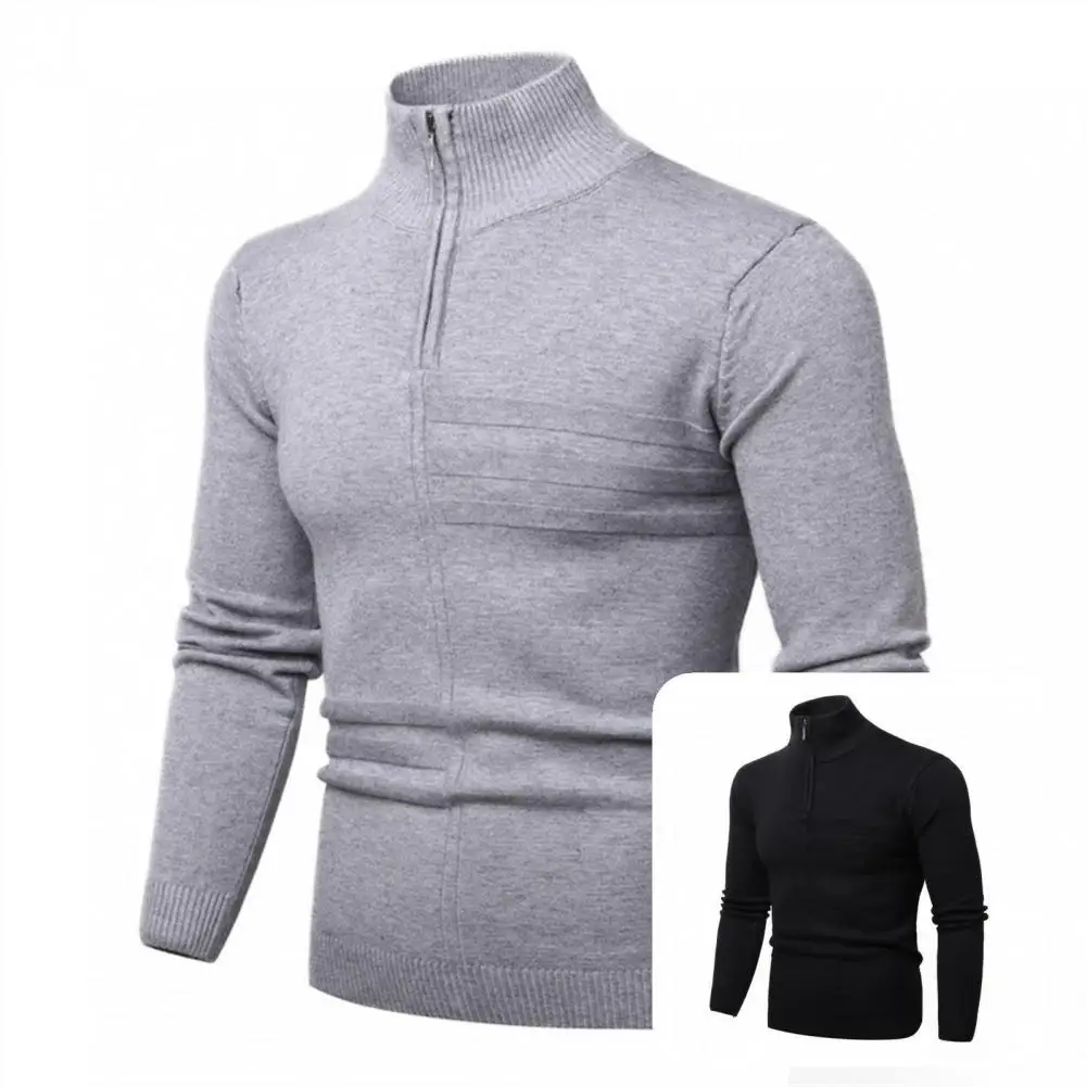 

Autumn Sweater Solid Color Great Stretchy Great Stitching Men Sweater