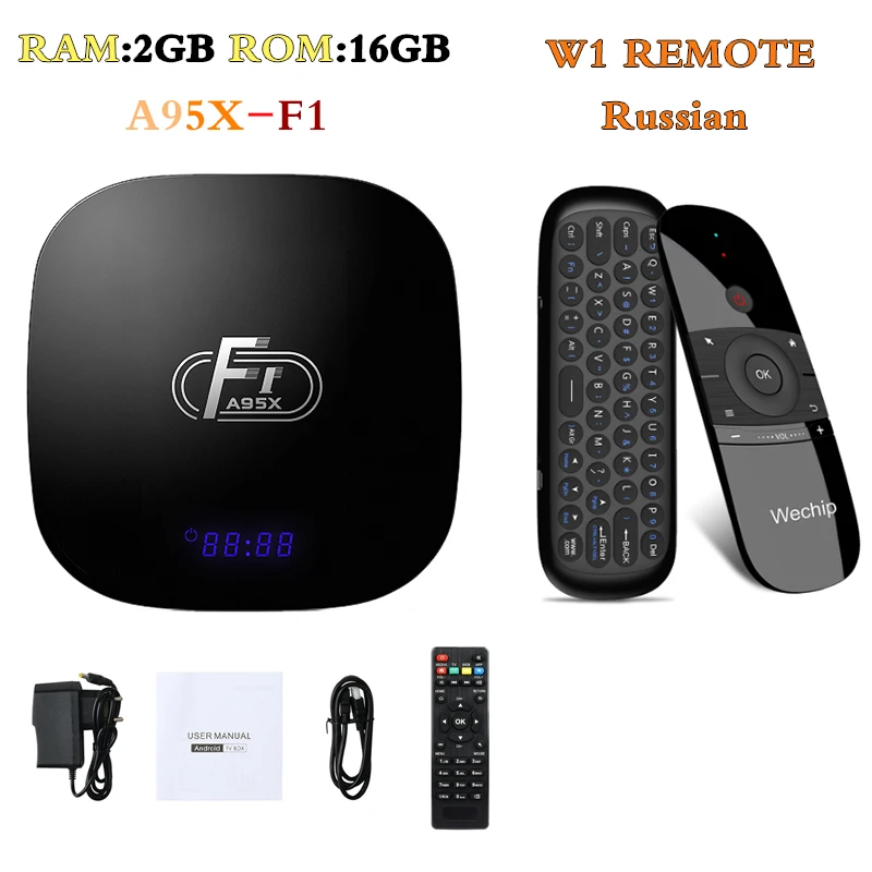 2G16G WI Russian Wechip A95XF1 Amlogic S905W IP tv Android 8,1 Smart tv Box 1080P HD Поддержка 4K 2,4G Wifi 100M LAN H.265 4K HD телеприставка - Цвет: 2G16G WI Russian