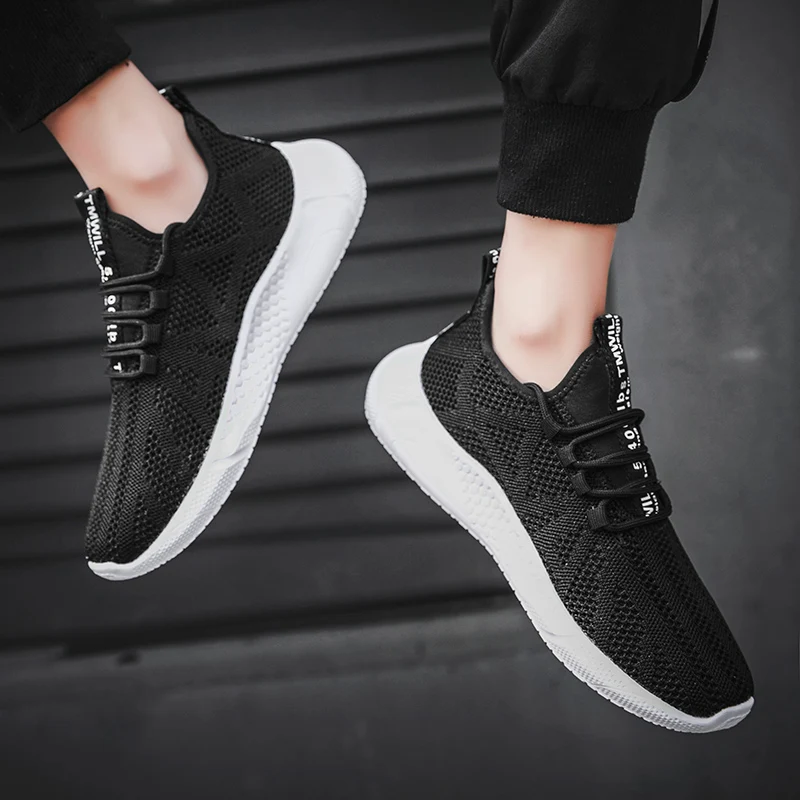 

Men's Running Shoes Casual Fashion Sneakers Flying Woven Men's Shoes Cross-border Large Size Breathable Cushioning Mens Sneakers