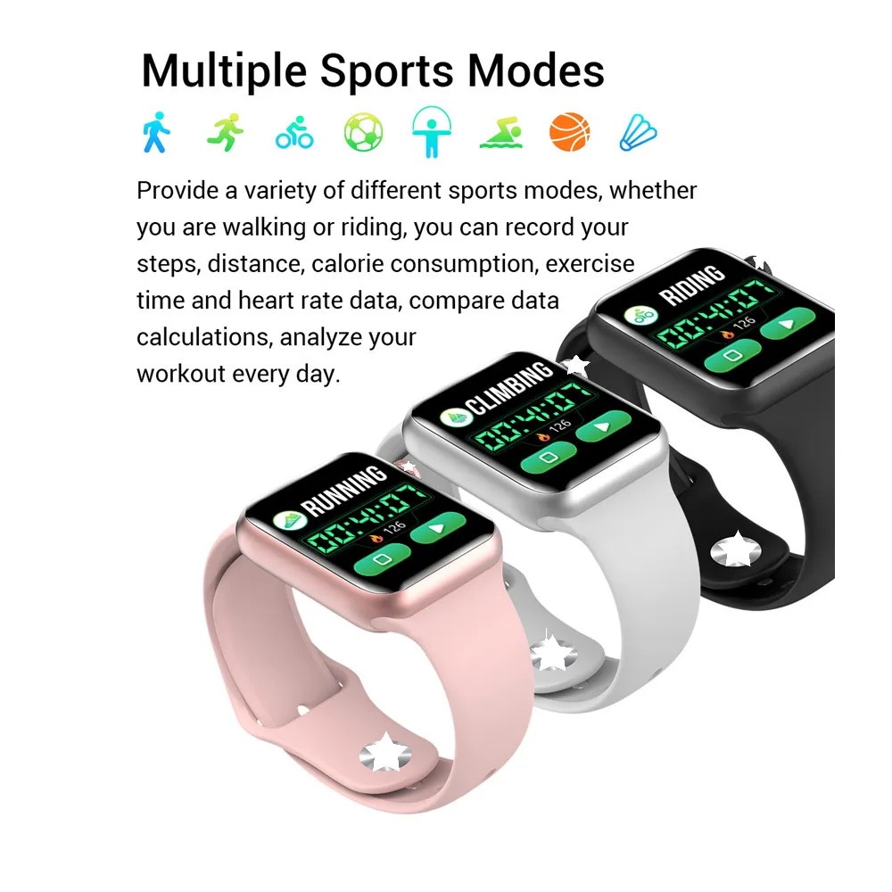 SmartWatch V6 Heart Rate Monitor waterproof Smart watch women man for IOS Apple iPhone Android phone PK watch 5 IWO 11/12 P68/70