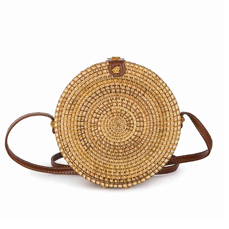 Новые женские соломенные сумки круглые тканые ручной работы Дизайнерские летние
