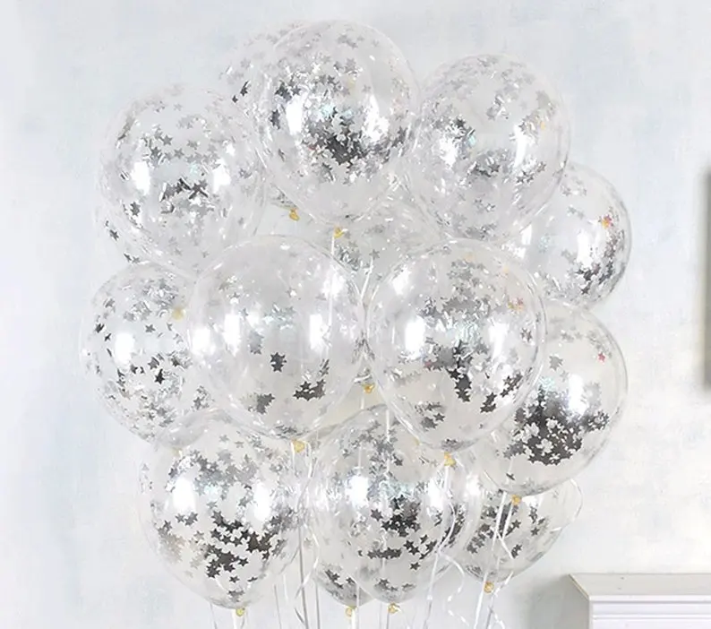 10 шт золотые/серебряные Звездные конфетти из фольги прозрачные шары 12