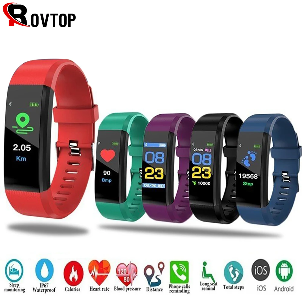 Смарт-часы для мужчин и женщин 115 Plus смарт-браслет фитнес-трекер бега спортивные