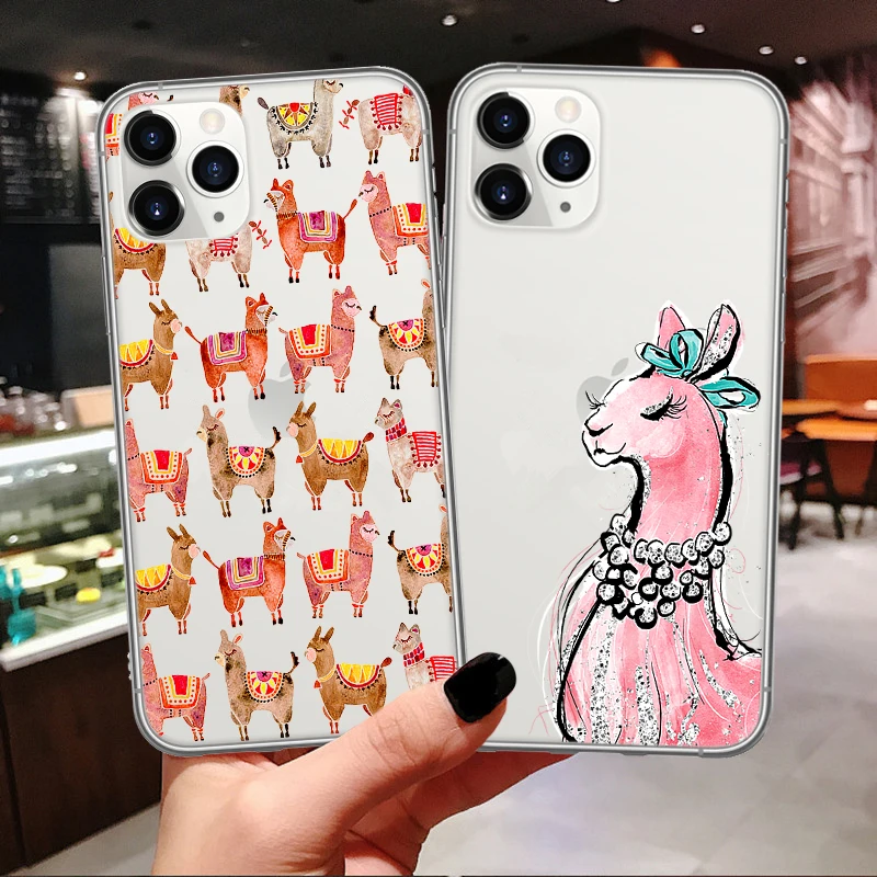 Мягкий чехол для iPhone 11 Pro Max милый с принтом ламы альпаки животных из мультфильма