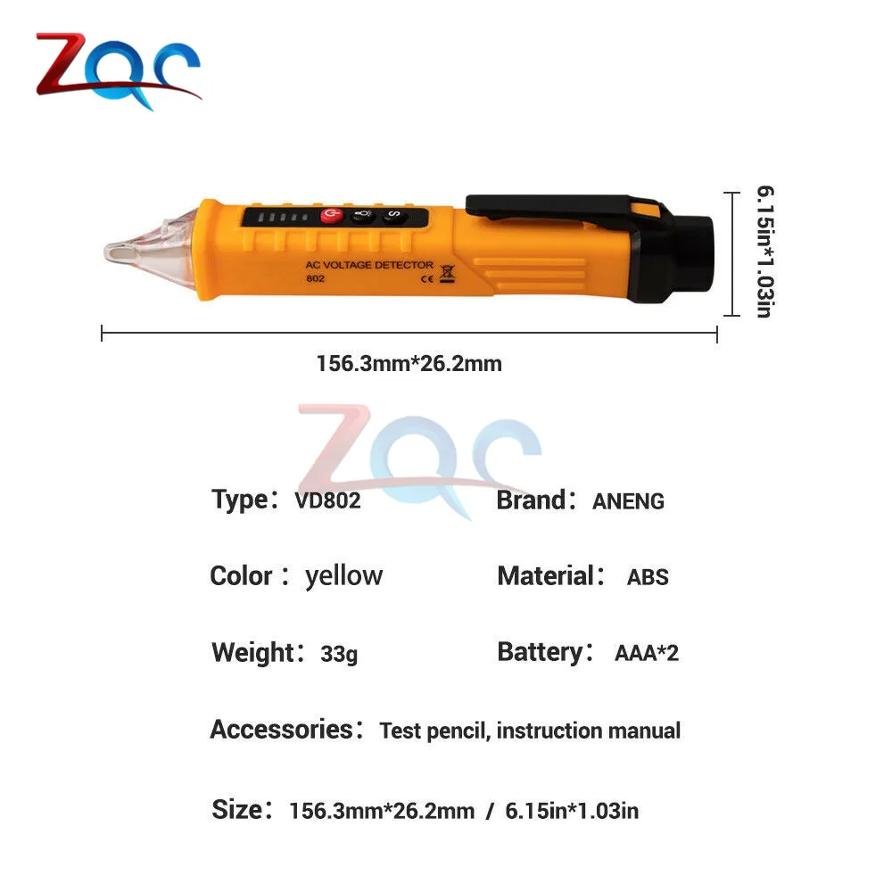 LED Digital 12V-1000V AC Voltage Detectors Non-Contact Socket Wall Tester Pen Voltmeter Meter Volt Current Electric Test Pencil |