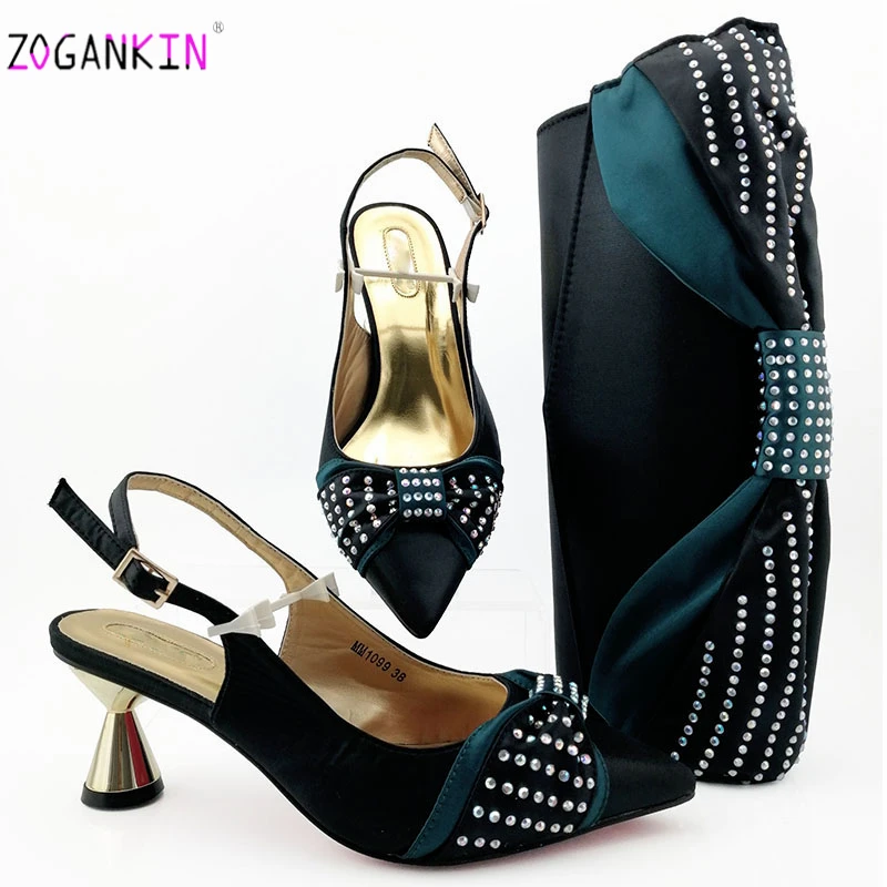 

2019 Elegant Style African Women Shoes And Bag To Match Set Italian High Heels Party Shoes And Bag Set For Wedding Dress