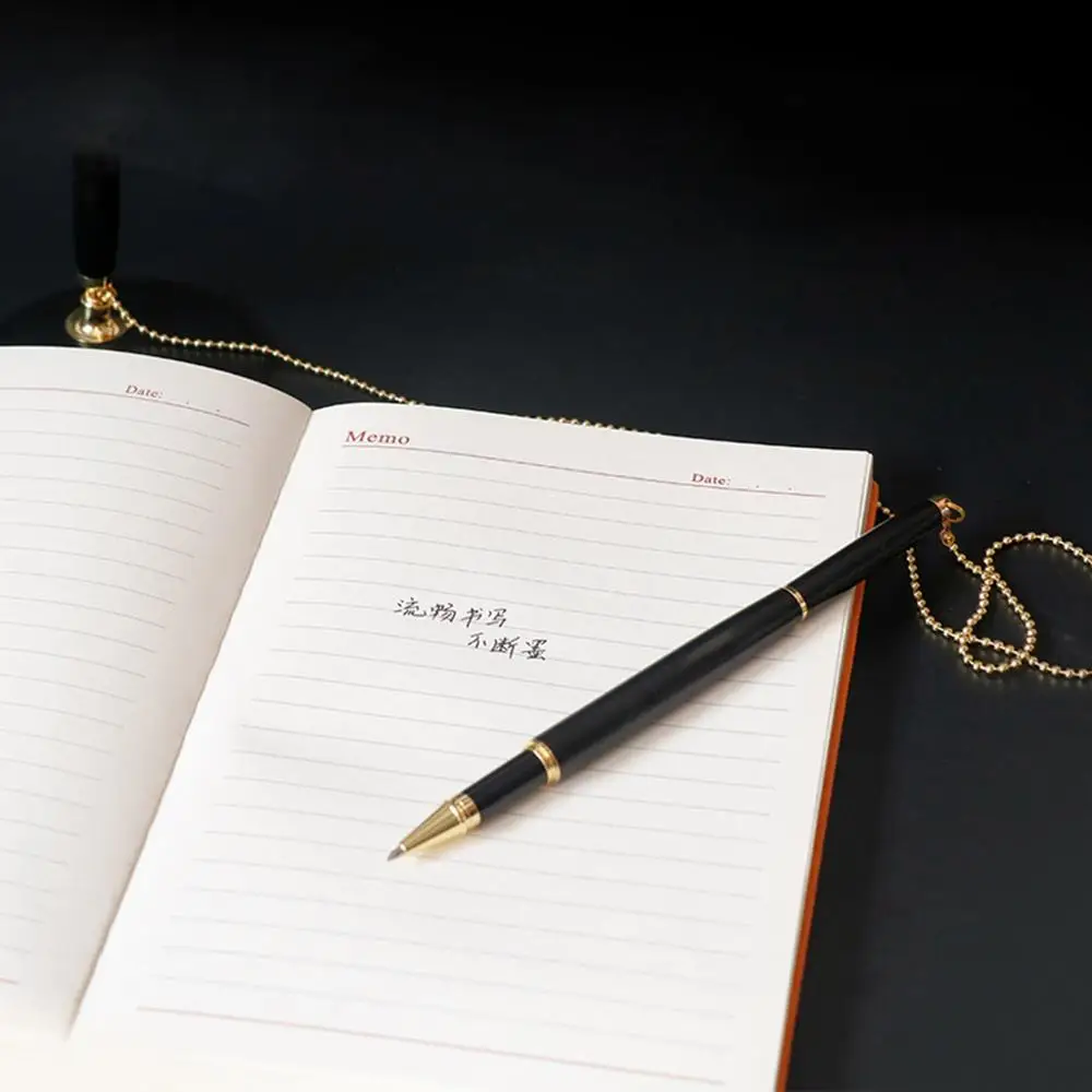 Classic Metal Ballpoint Pen Secure Chain Attached Base Stand Desk Office Counter Signature Pens Stationery Gift |
