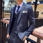 Новое поступление мужской костюм-тройка корейский вариант Британский Тонкий Свадебный повседневный деловой костюм высокое качество мужской костюм