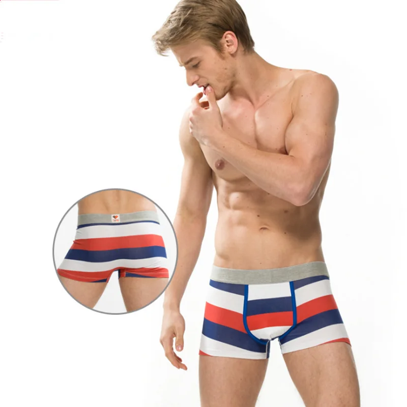 

Stylish Strips Color Boxer Underwear Mens Soft and Skin-friendly Cotton Shorts Gentleman's Healthy and Non-irritating Underpants