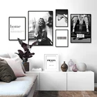 Скандинавские винтажные модные плакаты и принты, черный и белый цвет, фотография стены, Декор для дома