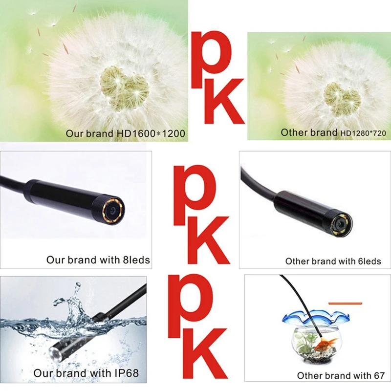 

1200P Wireless WIFI Endoscope Camera USB Borescope for iPhone Android IOS Endoscope Mini Waterproof Camera 8MM