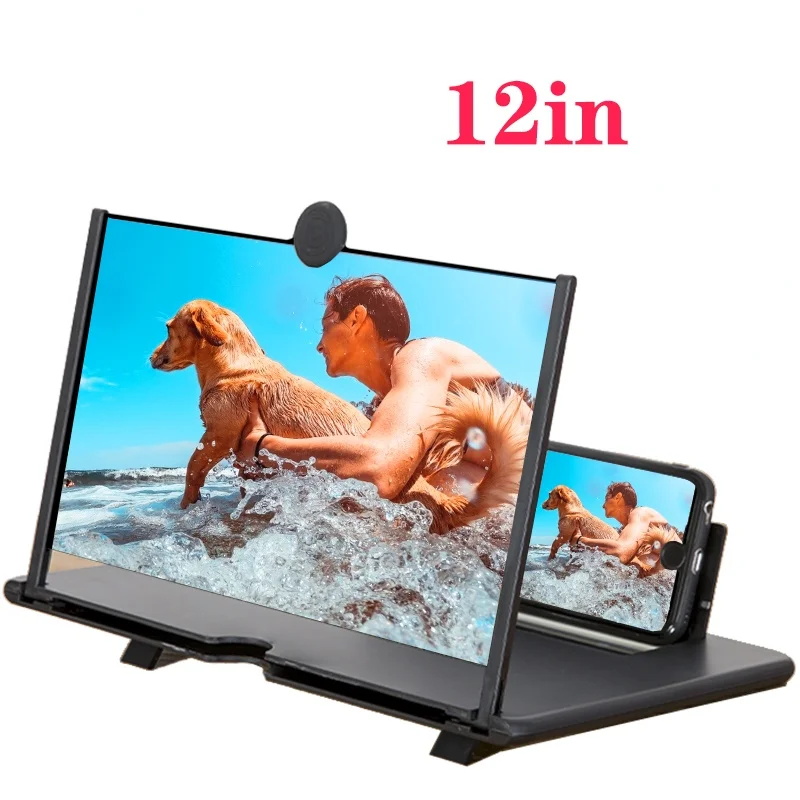 

12-дюймовый HD-усилитель видеосигнала RYWER, 3D подставка для увеличительной линзы мобильного ТВ-экрана с увеличительным стеклом для кино-игр, ск...