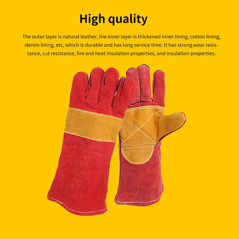 

Work Gloves Cowhide Leather Men Working Welding Gloves Safety Protective Garden Sport Wear-Resisting Gloves Safe