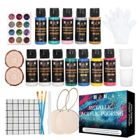 hb 37 pcsbox 60mlbottle fluid pouring acrylic paint set with paintbrushes for diy graffiti painting art creation supplies