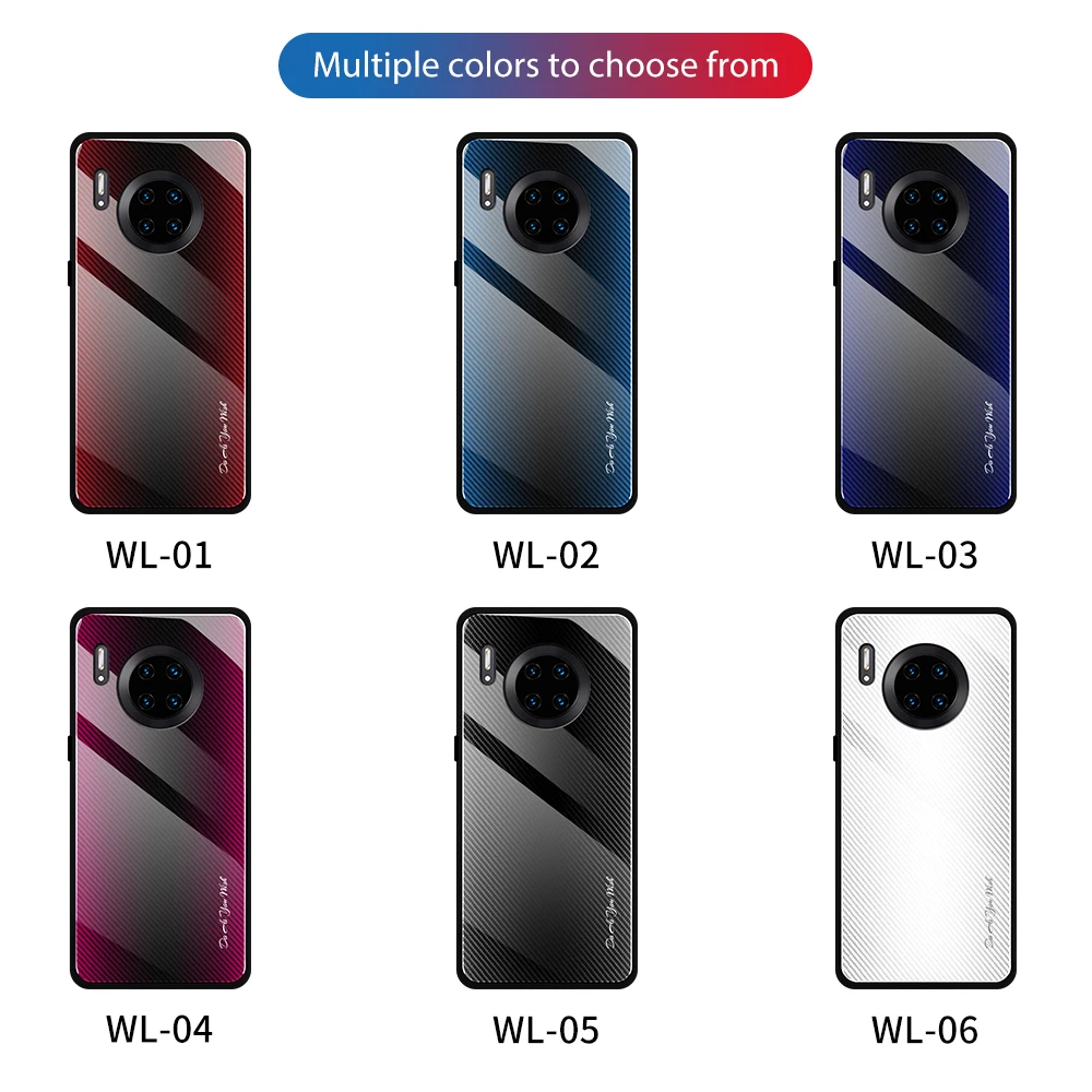Texture Glass Phone Cases For Huawei Mate 30 20 Lite Pro P30 P20 2019 Gradient Tempered Case Back Cover Bumper | Мобильные телефоны