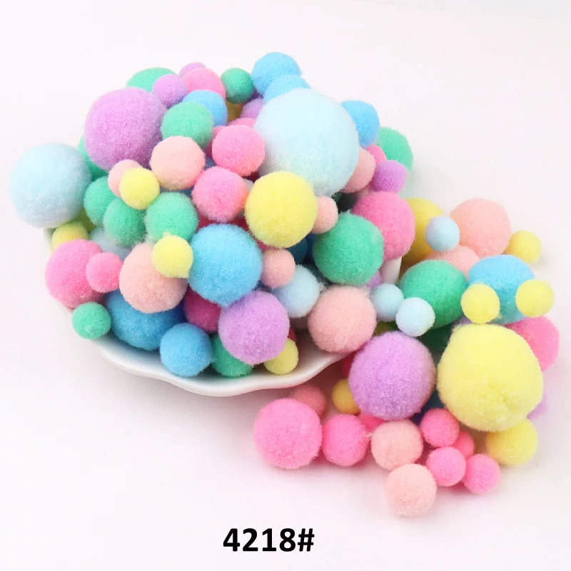 Разноцветные помпоны разных размеров 10/15/20/25/30 мм пушистые мягкие плюшевые шарики