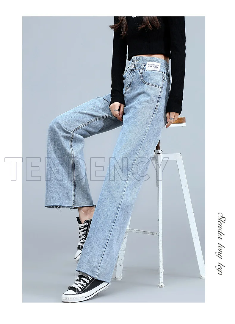 

Women Jeans Pants Leisure Loose High Waist Vintage wide leg jeans Women Jean Korean Style All-match Simple Full-length