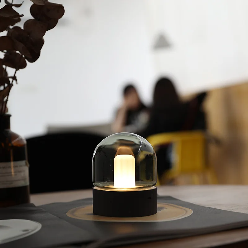 

LED Vintage Night Light USB Rechargeable Vintage Glass Bulb 2 Light Colors Dimmable Breathing Night Lamp Desktop Bulb With Timer