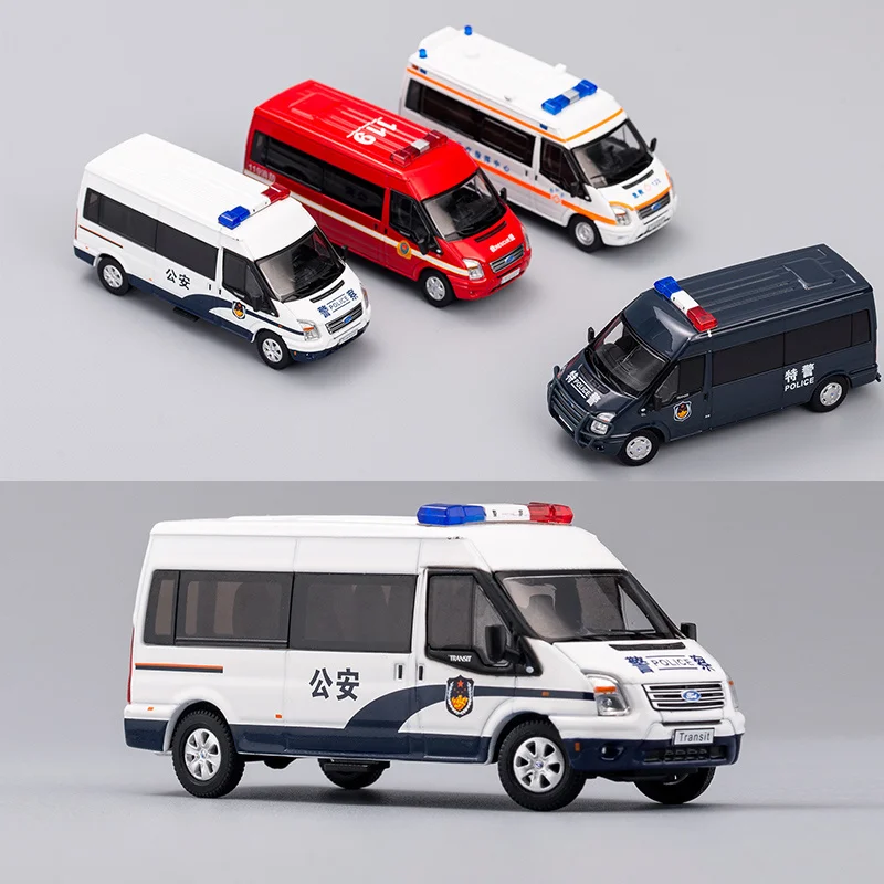 

1/64 Ford Transit Van Police Car 120 Ambulance Simulation Alloy Car Model Collection Decoration Gift