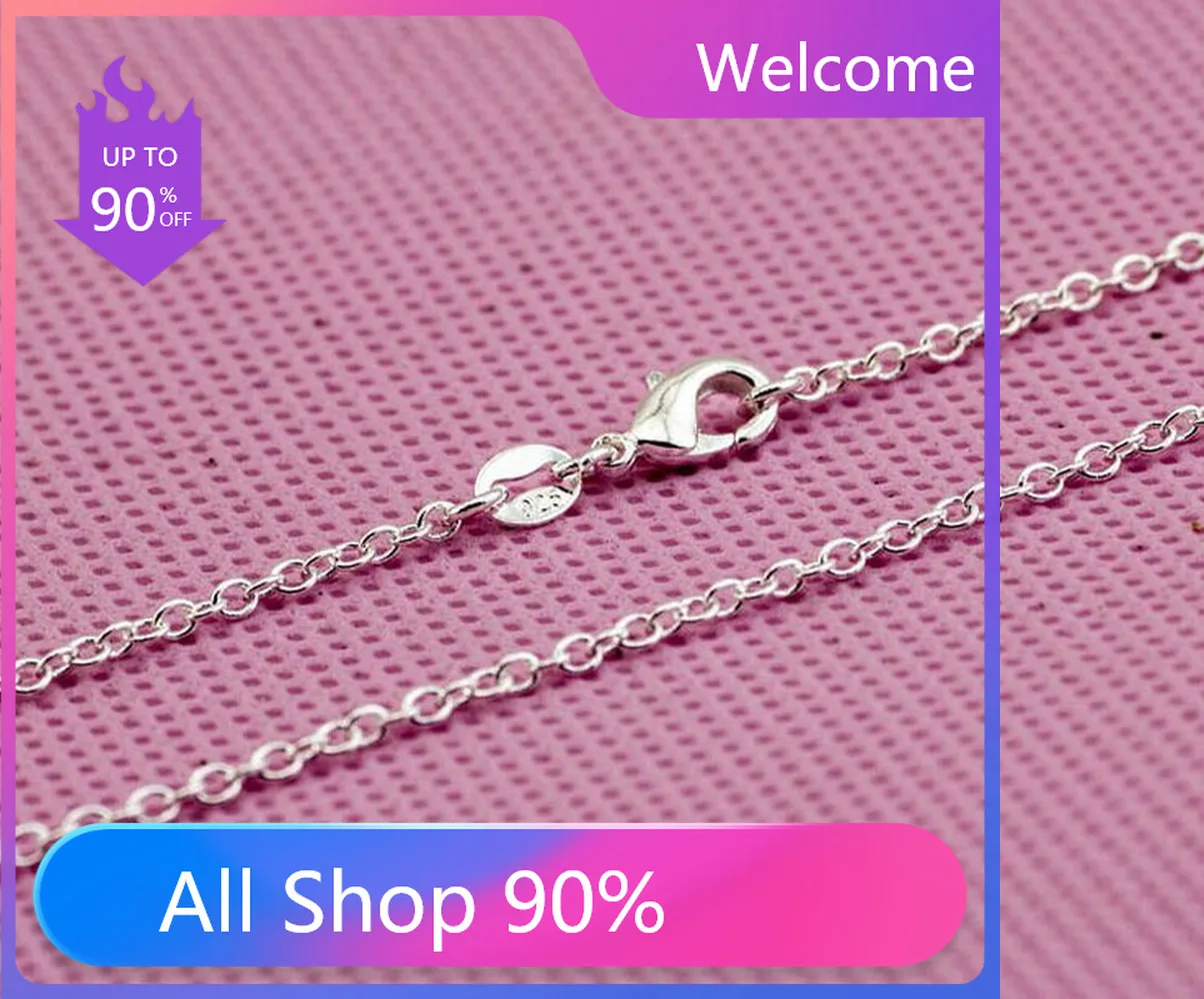 

10PCS Woman Fine Jewelry 925 Silver 1.3mm Chain Rolo Chain Necklace Charm Silver Necklace 16"18" 20" 22" 24"26"28"30"Inches