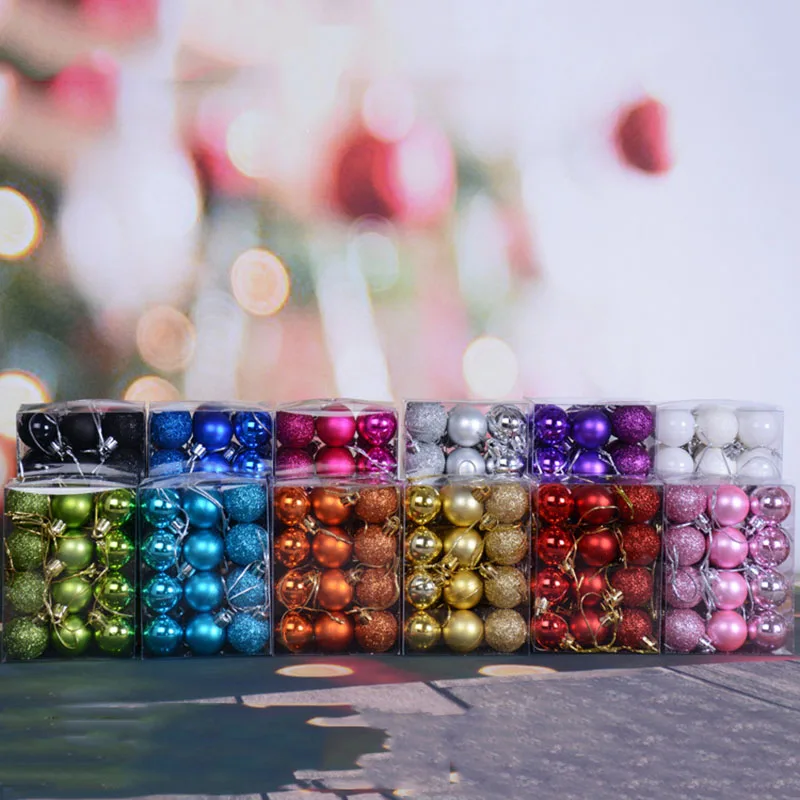 

3 см 24 шт./лот, пластиковый Рождественский шар, подвеска для елки, украшение для торгового центра, отеля, рождественские украшения, новогодни...